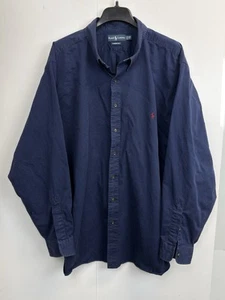 Polo Ralph Lauren Shirt Adult 3XB Navy Blue Twill Long Sleeve Button Down Pony - Picture 1 of 6