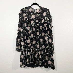 New Ulla Johnson Black Dahlia Floral Silk Mini Dress Size 4 - Picture 1 of 9