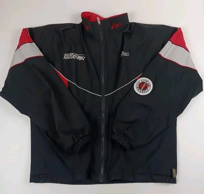 Vintage Asics New York Marathon Windbreaker Jacket Size Large Red Black - Image 1 of 4