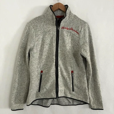 Jaqueta suéter feminina Harley Davidson lã M zíper completo bordada motociclista - Imagem 1 de 4