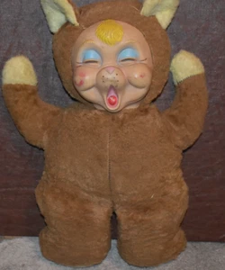VINTAGE RUSHTON GUND CRYING RUBBER FACE BABY BEAR *RARE* (N) - Picture 1 of 10