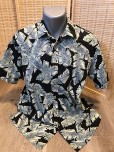 Cooke Street Hawaiian Button Up Shirt Medium M 100% Cotton Black and Green H345 - Picture 1 of 11