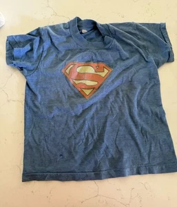 Vtg 80's Boys Girls SUPERMAN USA MADE DC Comics SUPERHERO T-Shirt See Size M 6-8 - Picture 1 of 4