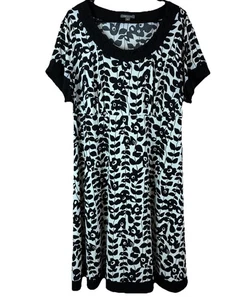 Apt.9 Damen Kurzarm schwarz weiß hohe Taille Blumen Kleid Größe 2X - Bild 1 von 5