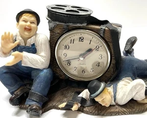 Vintage Laurel & Hardy Tischuhr Orig Resin Film Skulptur Figuren L&H - Bild 1 von 8