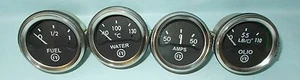 2" / 52mm Electrical Oil Pressure + Temperature + Amp + Fuel Gauge -Black Dial - Picture 1 of 2