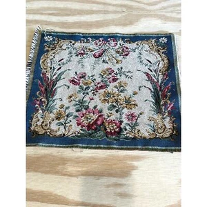 Vintage Tapestry Fabric Pillow Square 14.5" Floral Jacquard - Picture 1 of 6