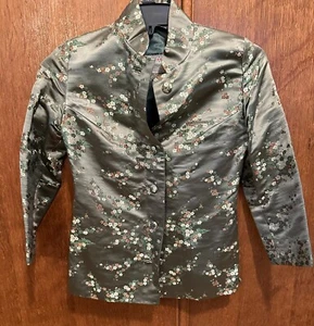 Vintage Japanese Taylor-made Handmade Silk Formal Suit Jacket Green Long Sleeve - Picture 1 of 4