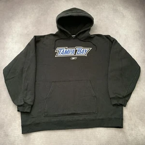 Vintage Reebok Tampa Bay Lightning Hoodie Size XL Black Graphic NHL Hockey Heavy - Picture 1 of 12
