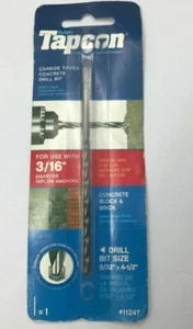 TAPCON 3/16" x 4-1/2" lang HARTMETALLSPITZE HAMMERBOHRER-BIT,- kostenloser Versand - Bild 1 von 3