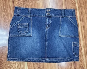 Vtg Y2K Old Navy High Rise Cargo Denim Skirt Size 10 Blue Mini Sporty 2004 - Picture 1 of 7