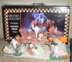 1999 HAUNTED BRIDGE FIGURINE Spooky Hollow Porcelain Halloween Decor MIB Jo-Ann - Picture 1 of 1
