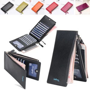 Women's Leather Zipper Wallet Credit Card Holder Coin Purse Cell Phone Handbags - Picture 1 of 18