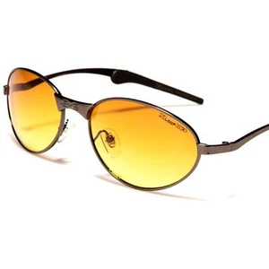 Brown High-Definition Lens Driving Brushed Gunmetal Stylish Oval Sunglasses - Picture 1 of 2
