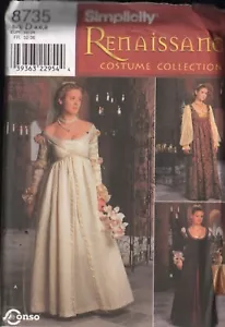 Simplicity 8735 Sewing Pattern Renaissance Costume Gown Bridal Cosplay Size 4-8 - Picture 1 of 2