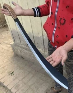 CUSTOM HANDMADE HIGH CARBON STEEL FOREST HUNTING MACHETE WITH LEATHER SHEATH - Picture 1 of 2