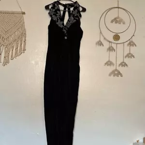 Abito Poly USA taglia XL nero velluto vintage anni 80/90 - Foto 1 di 17