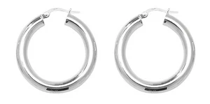 STERLING SILVER ROUND HOOP EARRINGS CREOLE POLISHED TUBES RIBBON PLAIN SLEEPERS - Picture 1 of 15