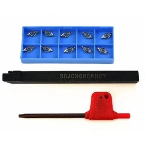 10pcs DCMT070204-AK Inserts + 1p SDJCR0808H07 CNC External Turning Tool Holder - Picture 1 of 6