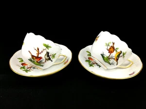 Herend Rothschild Vogel Kaffeetassen mit Untertassen 2 Stck. - Bild 1 von 8