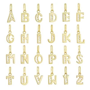 Buchstabe Ketteanhänger klein 375 Gelb Gold 9 Kt 10x6mm Alphabet Zirkonia weiß - Bild 1 von 25