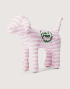 Victoria Secret Love Pink Striped Pink White Dog Collectable Plush - Picture 1 of 3