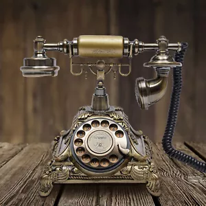 Antico telefono da scrivania stile europeo vecchio stile telefono quadrante rotante UK! - Foto 1 di 19