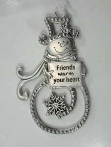 C1 Friends warm your heart SNOWMAN SNOWFLAKE ORNAMENT Ganz - Picture 1 of 6