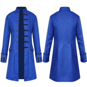 Medieval Vintage Men Trench Coat Jacquard Jacket Prince Overcoat Cosplay Costume - Picture 1 of 24