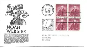 1958 FDc, NOAH WEBSTER, BLK - Picture 1 of 1