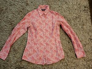Tommy Hilfiger Red/White Paisley Cotton Shirt Size 6 (Aus 8/10)