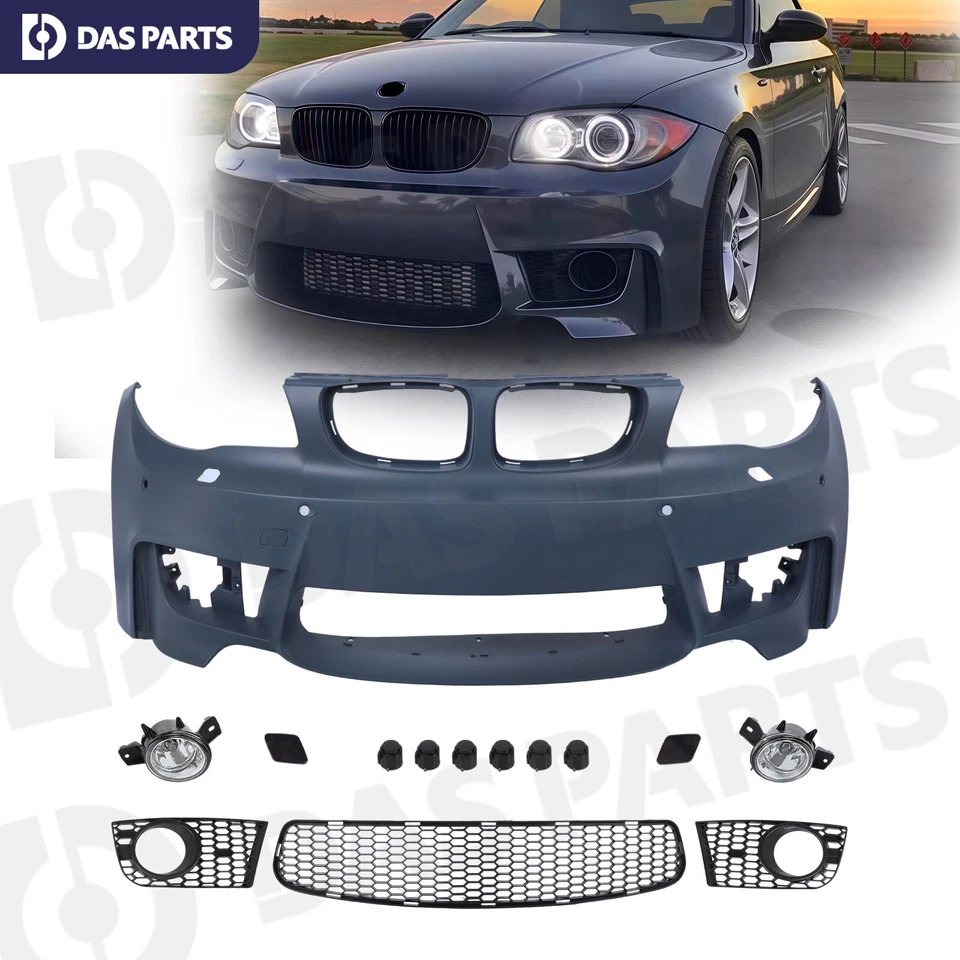 1M Style Front Bumper Fog Lamps Grille For 08-13 BMW E82 E88 1 Series 128i 135i Foto 1 de 4