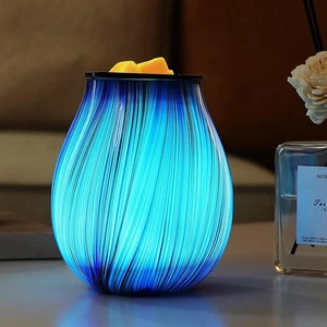 Electric Wax Melt Burner Art Glass Scented Candle Warmer with timer and 7 led .. - Picture 1 of 6
