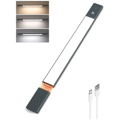 Elegantes luces debajo del gabinete gris espacial - recargables y activadas por sensor Foto 1 de 4