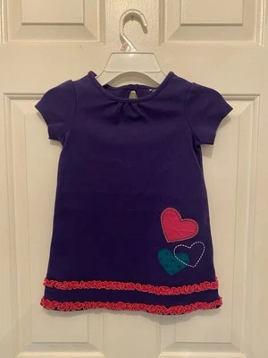 Vestido Hartstrings Algodón Púrpura Con Corazones Talla 4t Foto 1 de 4