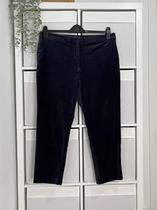 Pantalón M&S Mis Slim Terciopelo Talla 16 Corto Azul Marino Bolsillos Noche Ocasión W36 L24 - Imagen 1 de 8