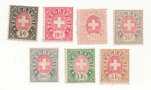 Estampillas telegráficas de Suiza temprana - 7 estampillas como nuevas MH - Imagen 1 de 1