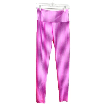 Goldsheep Pink Gingham Leggings Size Large L Womens Athletic - Image 1 of 4