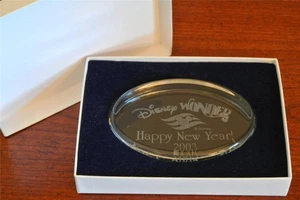Disney 2003 "Happy New Year" WONDER DCL Cruise Glass Paperweight - Picture 1 of 1