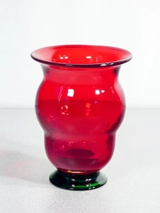 ⚜️ MURANO BLOWN GLASS VASE RED GREEN DESIGN ITALY VENICE VINTAGE - Picture 1 of 6
