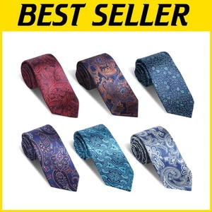 Durable & Stylish 6-Pack Extra Long Ties for Men - 63 Inch Luxurious Neckwear - Picture 1 of 9
