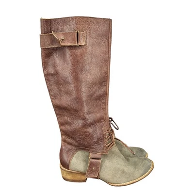 Kensie Riding Boots Womens 7.5 M Brown Leather Prairie Stirrup Strap Knee High - Image 1 of 4