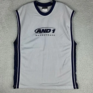 Vintage AND1 Basketball Trikot Herren XL grau blau Waffelstrick bestickt 90er - Bild 1 von 8