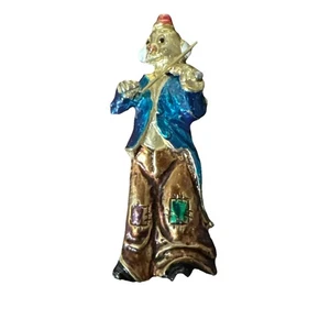 Vintage Enamel Clown Brooch, Violin Playing, Hobo Clown Pin, Estate Jewelry - Picture 1 of 3