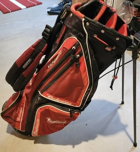 OGIO VAPORLITE BUDWEISER LOGOED 8-WAY DIVIDER GOLF STAND BAG, RED / BLACK - Picture 1 of 6
