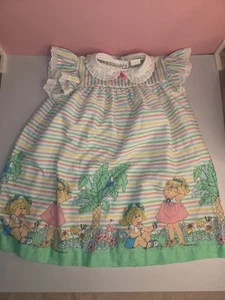 Bambola vintage anni 80 cavolo patch bambini stampa vestito bambina taglia 6 - Foto 1 di 10