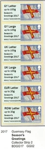 GUERNSEY MNH 2017 Post and Go,Flag,Seasons Greetings O/P Collector Strip - Picture 1 of 2