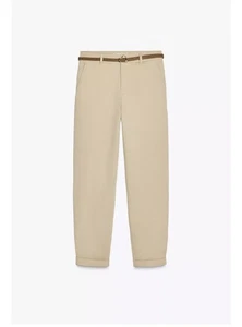 Zara Women Braided Belted Chino Pants Size 8 - Picture 1 of 11