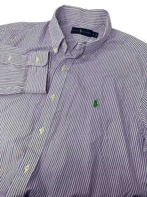 Ralph Lauren Button Down Dress Shirt Size XL Long Sleeve Purple White Logo - Image 1 of 4