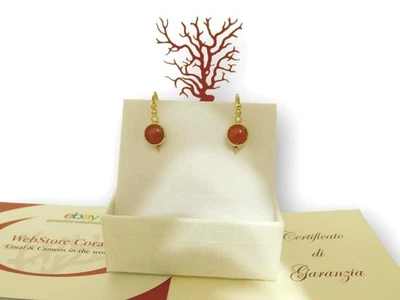 Earrings in Coral jewelry Orecchini di corallo rosso Argento 925 PL con Oro 18kt - Immagine 1 di 3
